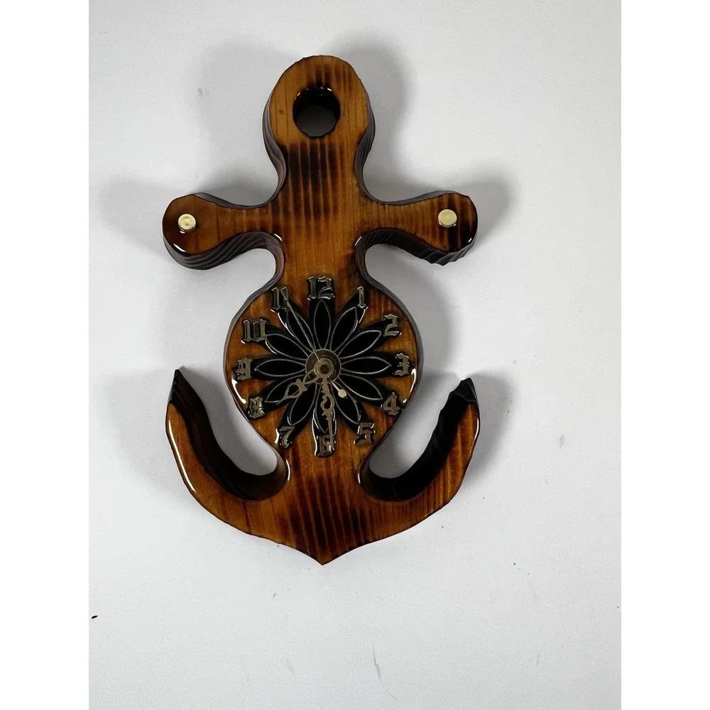Nautical Theme Wooden Anchor Wall Clock‎ | Handmade Coastal Décor | Pre-Owned